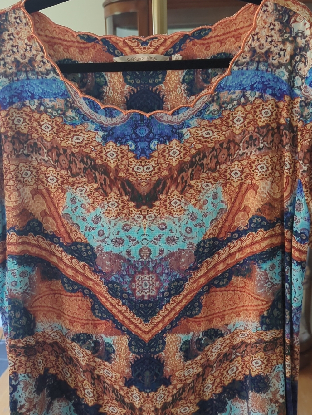 Soft Surroundings Women's Multicolor Printed Tunic - Orange, Blue & Turquoise